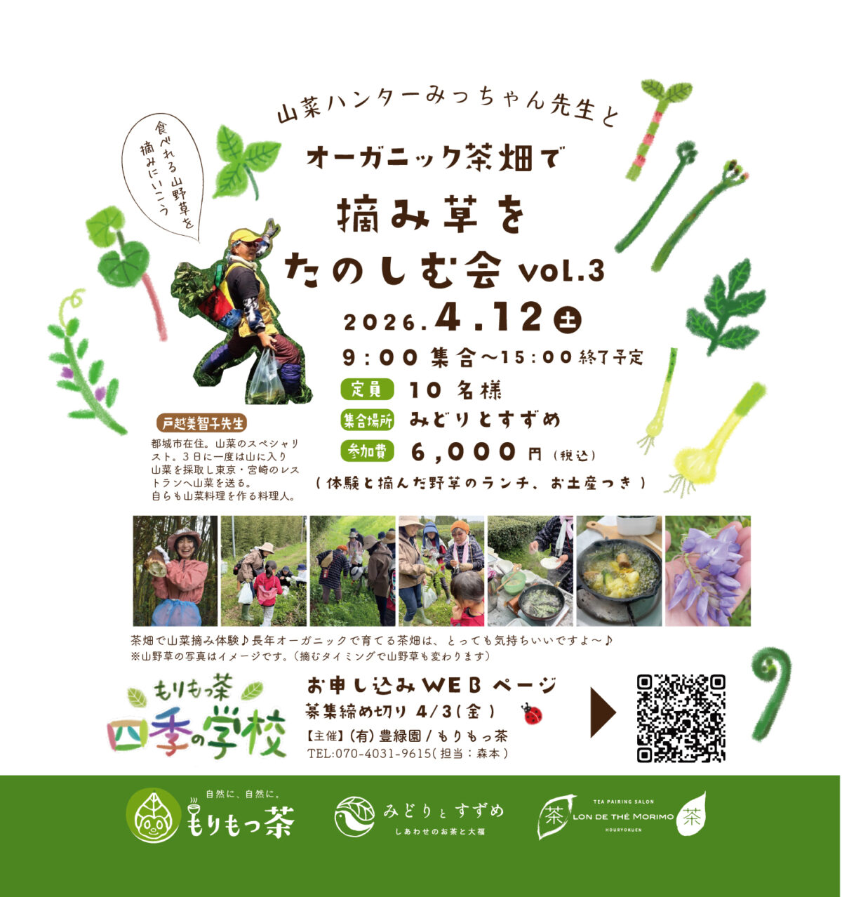 山菜ハンターみっちゃんと「茶畑で摘み草をたのしむ会Vol.3」